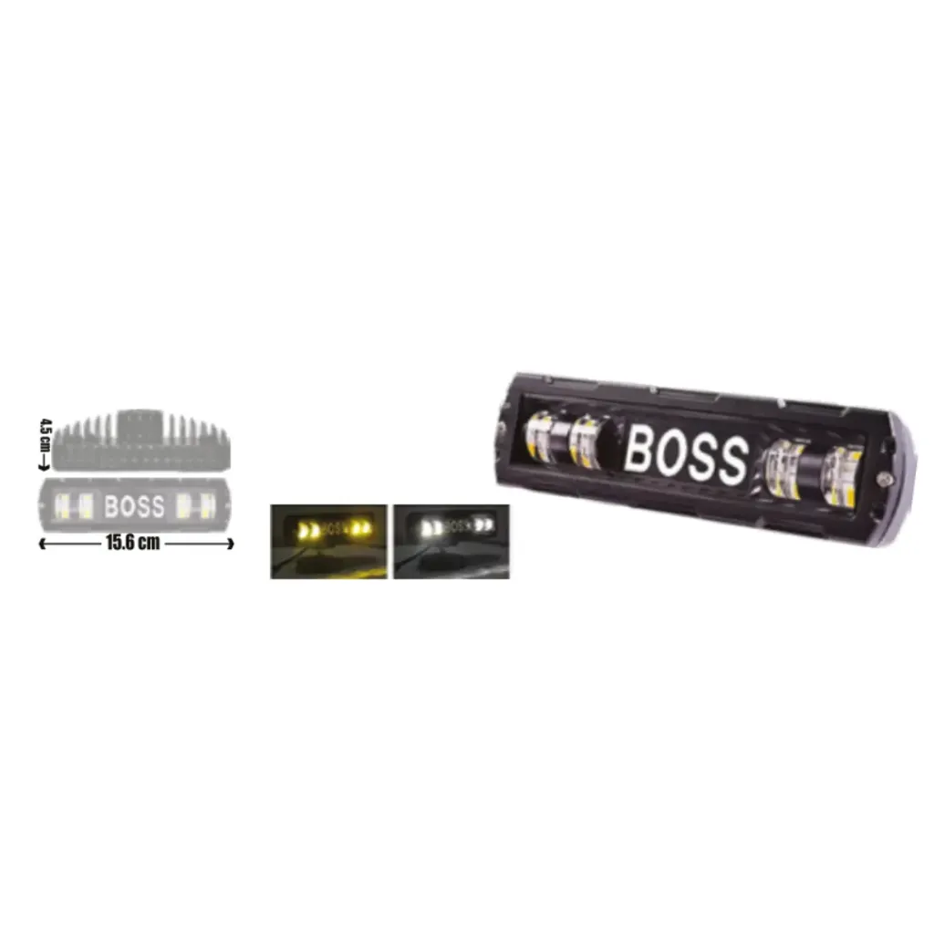 RT0705 - EXPLORADORA BARRA 4 LED BLANCA - AMARILLA + FLASH PROYECTOR BOSS 28W ALTA POTENCIA PREMIUM