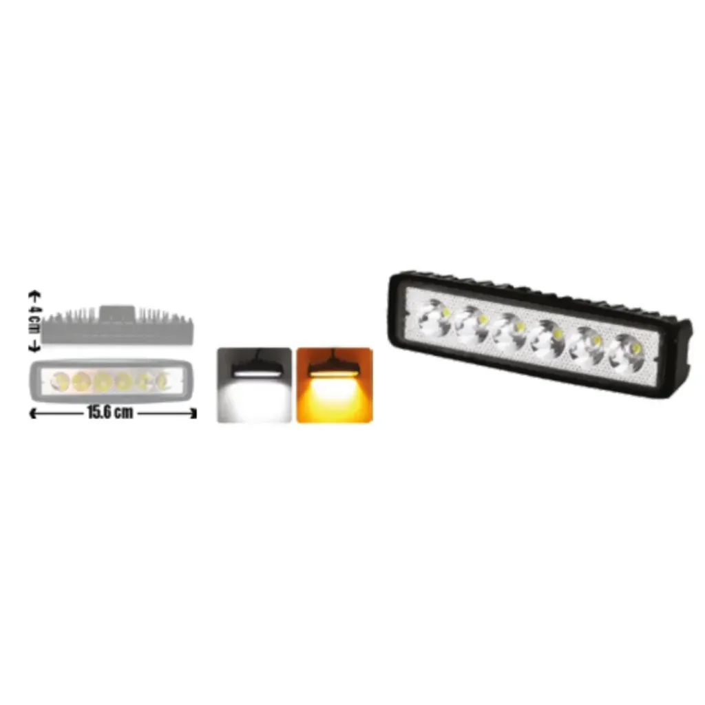 ML1002 - EXPLORADORA BARRA 6 LED PANTALLA CORRUGADA BLANCA - AMARILLA 18W 2 CABLES
