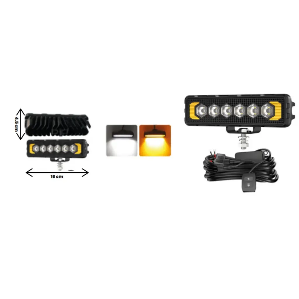 BF6-1F-6 - EXPLORADORA ALUMINIO 9-32V 18W 2000LM WHITE+AMBER SET X 2 WATERPROOF IP68